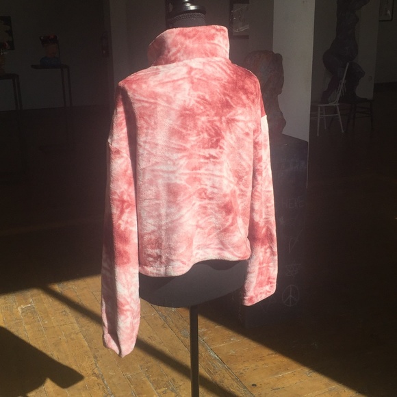 Super Soft pink cropped tie-dye hoodie/jacket - Picture 3 of 5